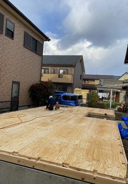 滋賀草津市、新築物件。土台引き完了