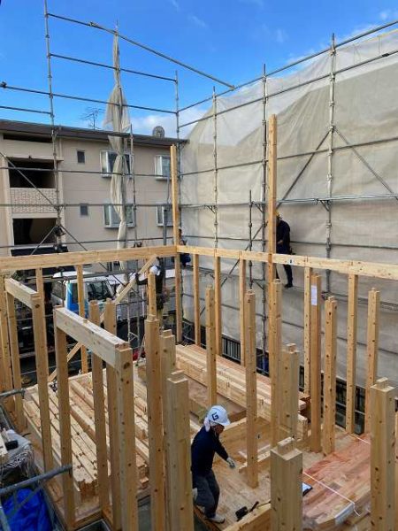 滋賀県草津市の新築物件、上棟